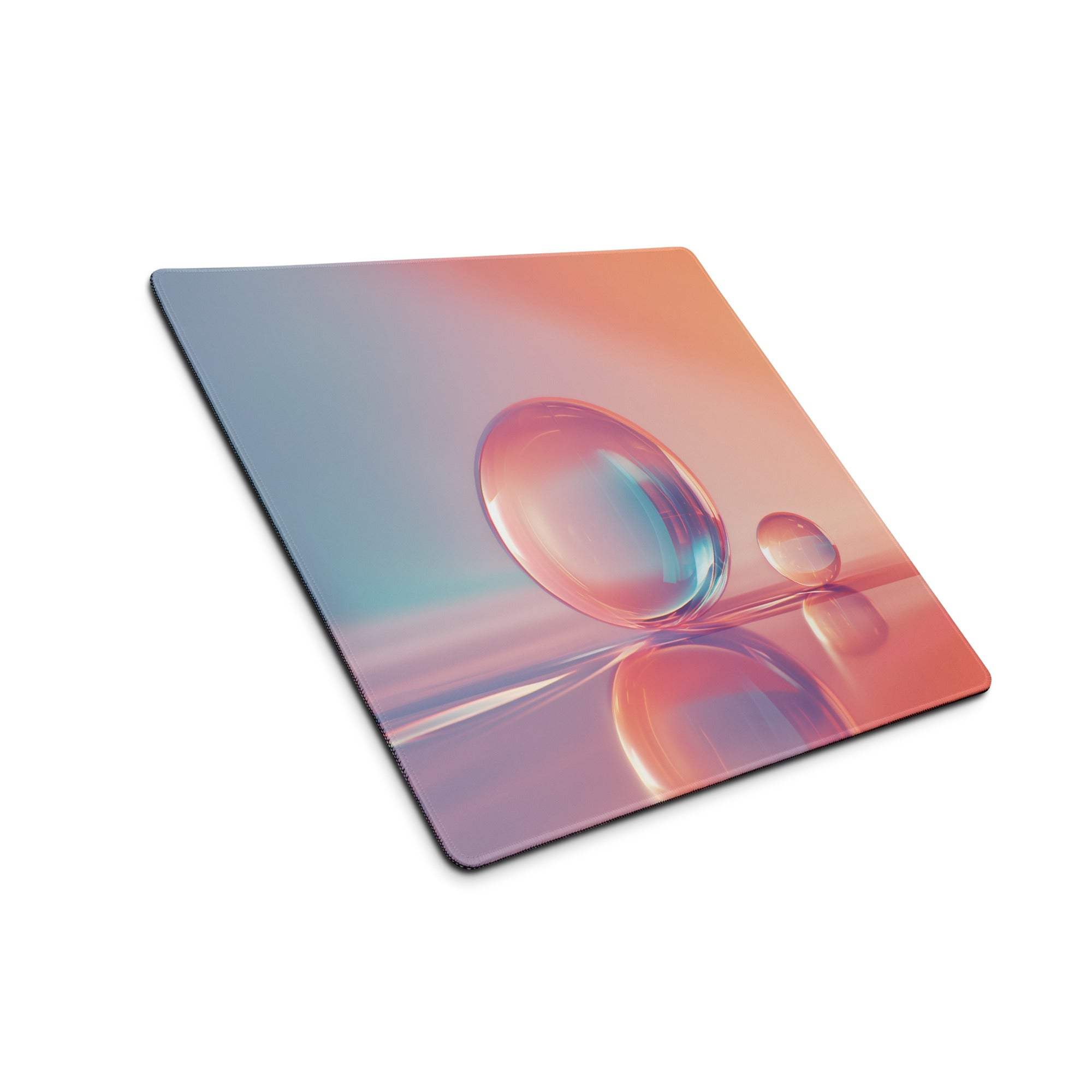 Gradient Sunset large gaming mouse pad with pink blue translucent spheres