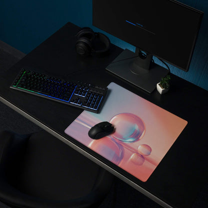 Gradient Sunset large gaming mouse pad with pink blue bubble design