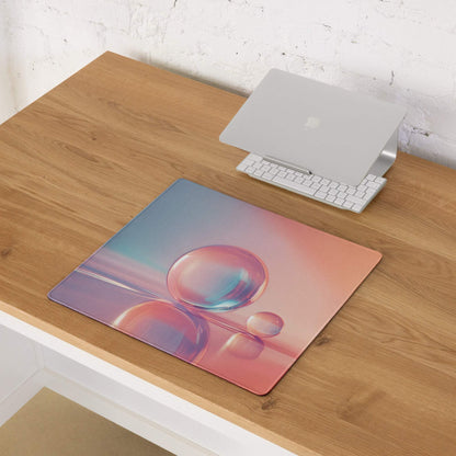 Gradient Sunset large gaming mouse pad with pink blue bubbles