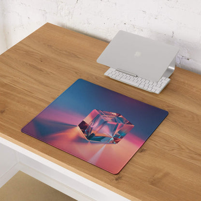 Vibrant neon gradient gaming mouse pad with crystal, non-slip base, large