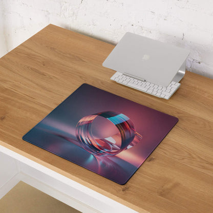 Vibrant ring abstract large gaming mouse pad with neon glossy design