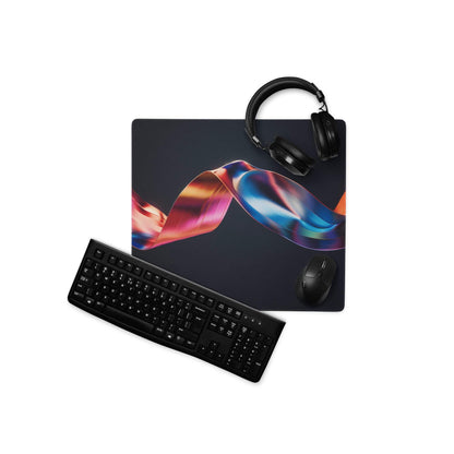 Premium dark colorful ribbon gaming mouse pad with non-slip base