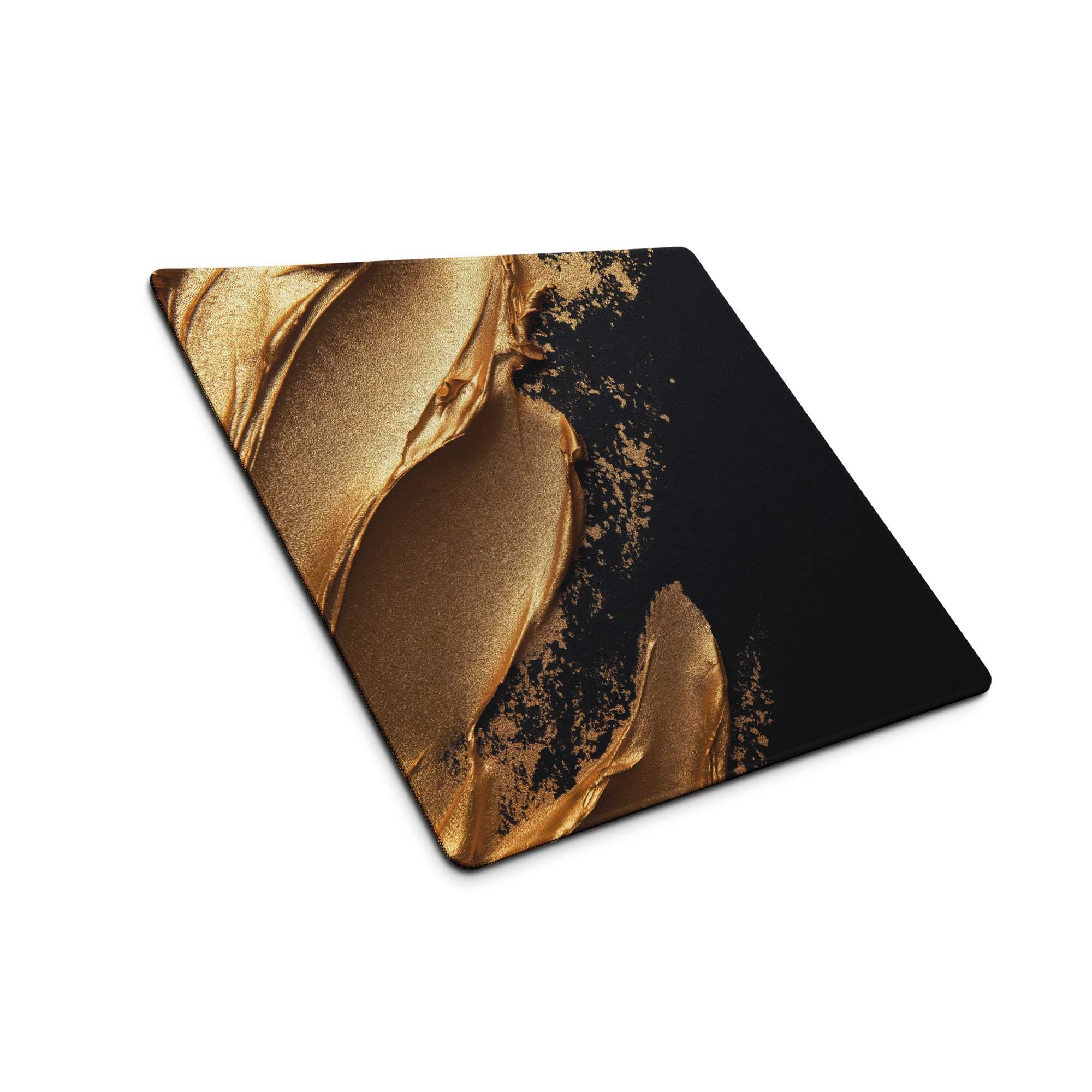 Premium large gaming mouse pad with gold abstract design on black, non-slip base