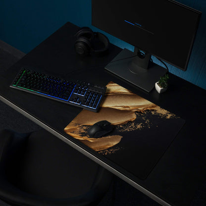 Premium large gaming mouse pad black and gold textured design with non-slip base
