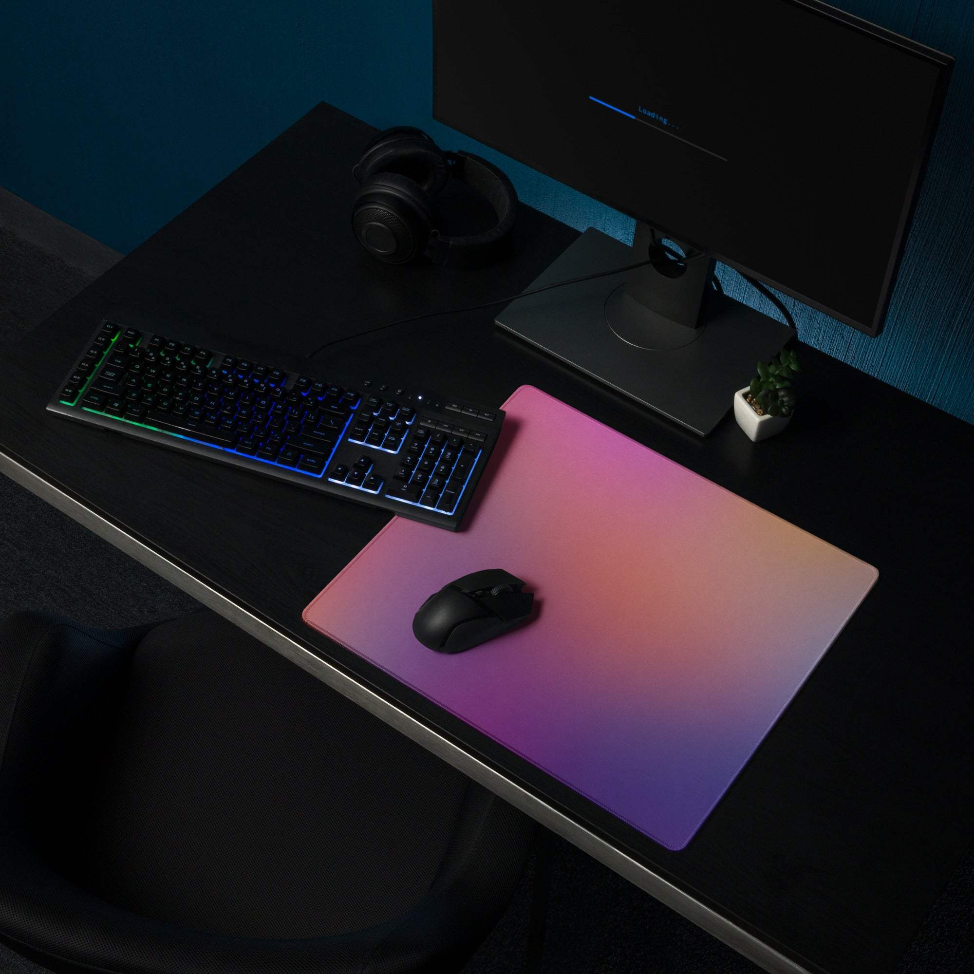 Premium large gradient sunset glow gaming mousepad pink to purple