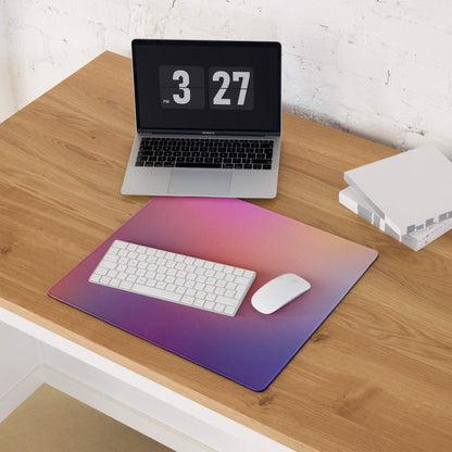 Premium large gradient sunset gaming mousepad with pink to purple hues, durable edge stitching, non-slip base