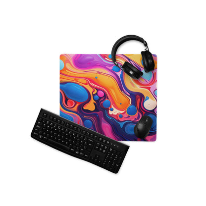 Vibrant pink purple orange blue abstract swirl large gaming mouse pad