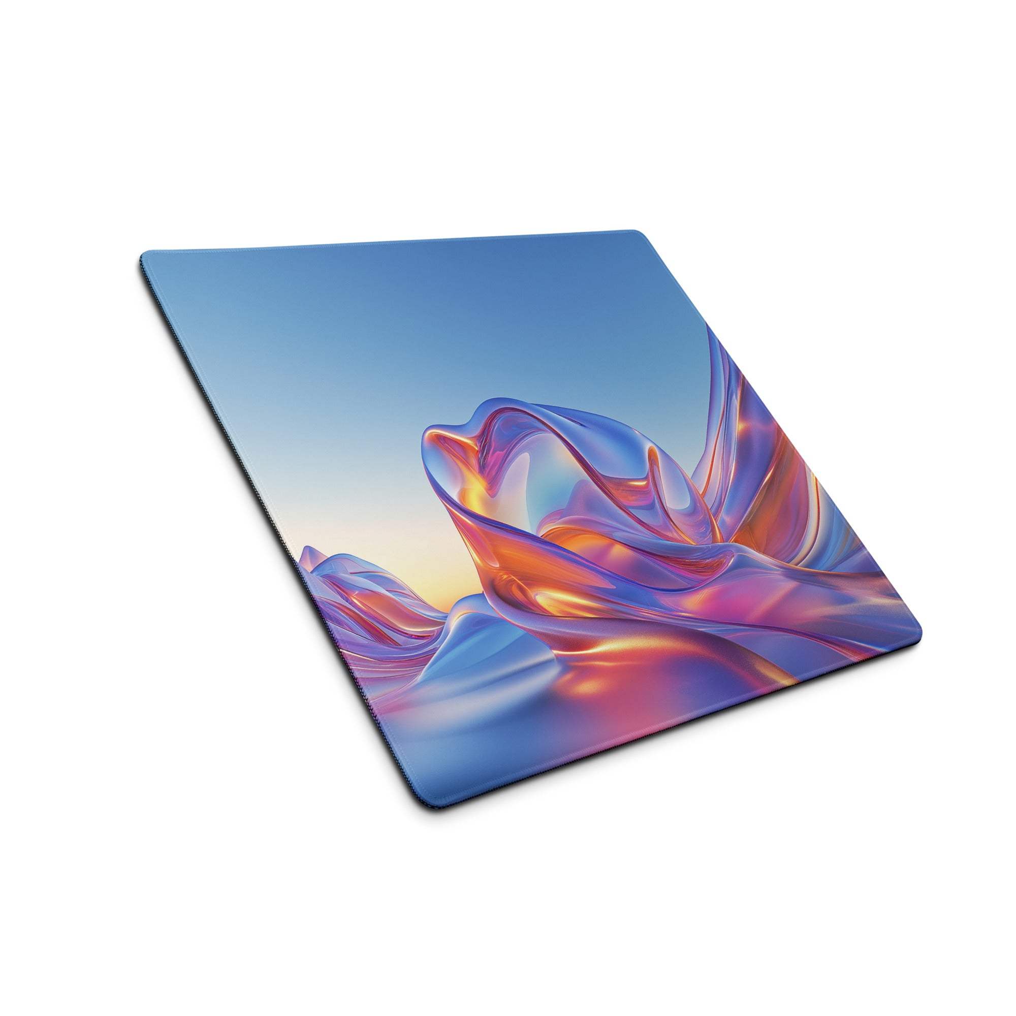 Premium large gaming mouse pad with vibrant blue purple gradient fabric design