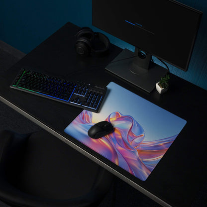 Vibrant pink purple blue gradient gaming mouse pad with non-slip base