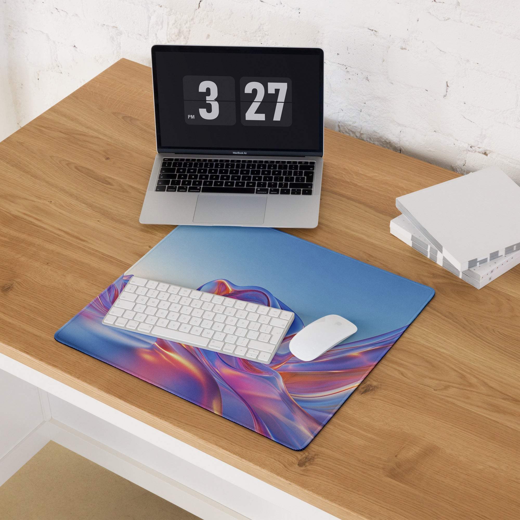 Premium large gaming mouse pad with vibrant blue purple pink gradient
