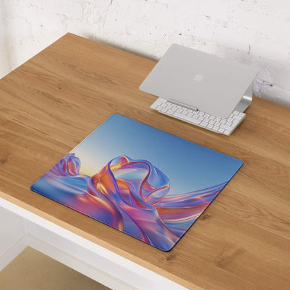 Vibrant blue purple gradient gaming mouse pad with non-slip base and stitched edges