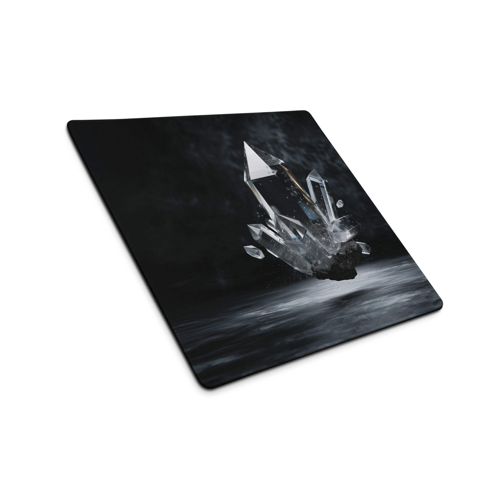 Dark Crystal large gaming mouse pad with crystal cluster design