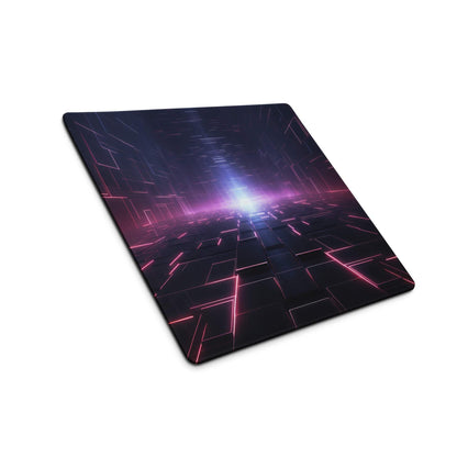 Futuristic neon purple pink glow gaming mousepad with cyberpunk tunnel design