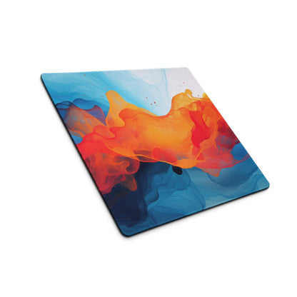 Abstract Neon Swirl large non-slip gaming mouse pad in orange blue