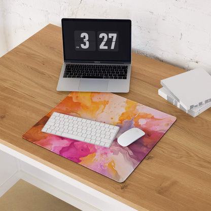 Vibrant multicolor abstract burst gaming mouse pad with large size, non-slip base