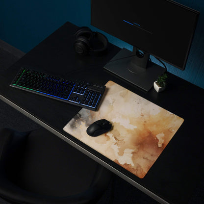Abstract watercolor gaming mouse pad large size in warm beige tones