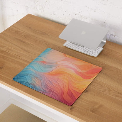 Large colorful swirl gaming mouse pad with non-slip backing and stitching
