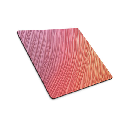Lux gradient pink gaming mouse pad with wavy wood grain, non-slip backing