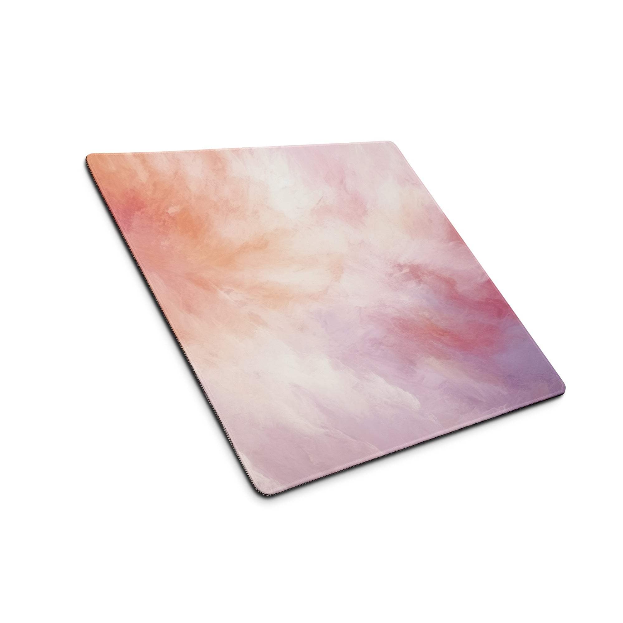 Pastel Cloud large gaming mouse pad with pink mauve watercolor swirls