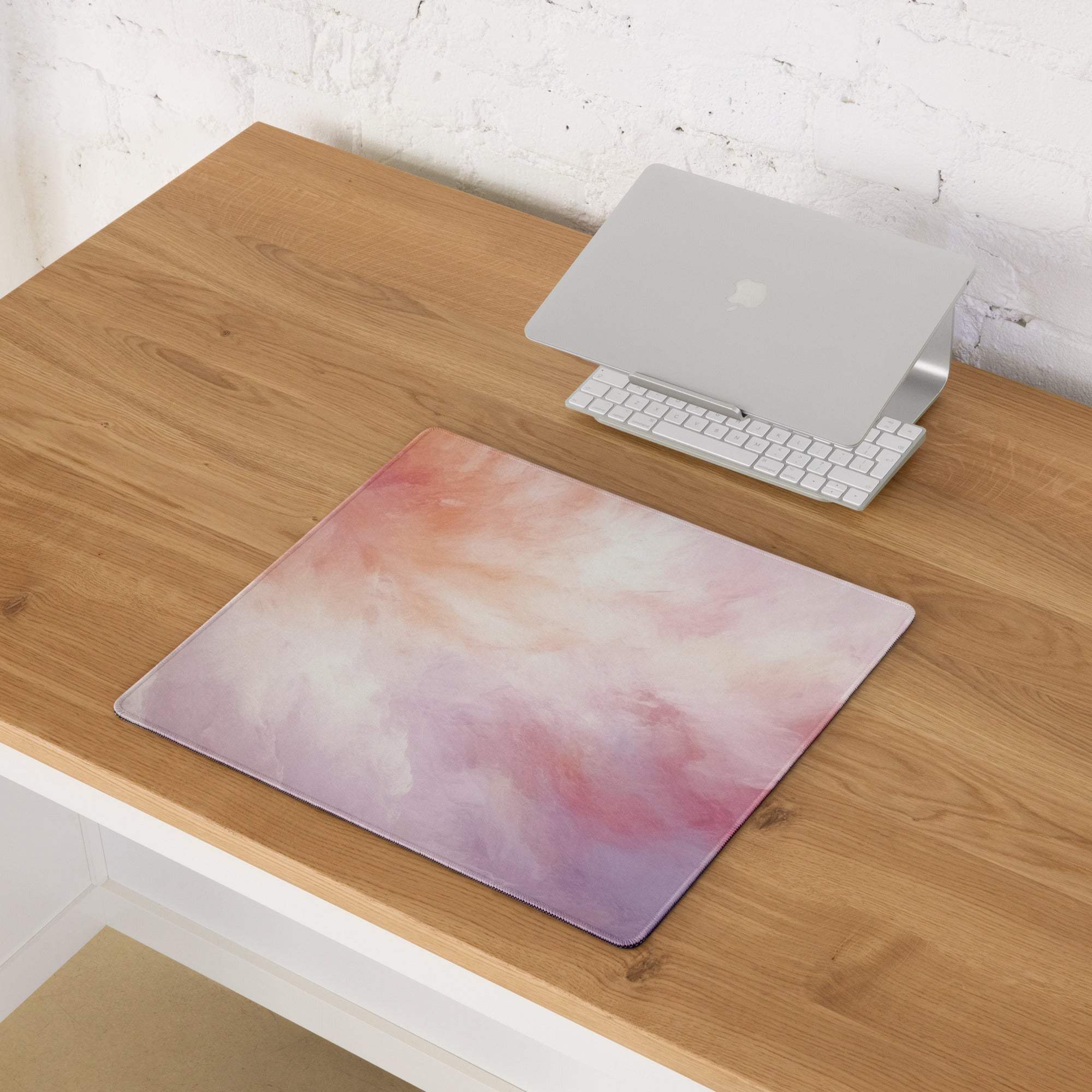 Pastel cloud gaming mouse pad with pink peach lavender gradient non-slip base