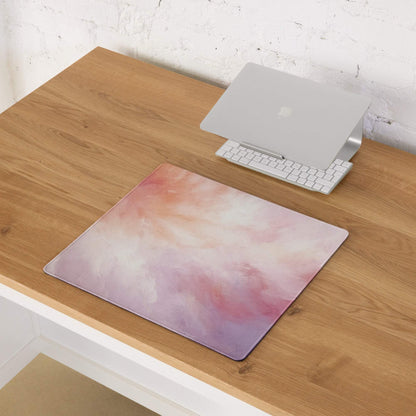 Pastel cloud gaming mouse pad with pink peach lavender gradient non-slip base