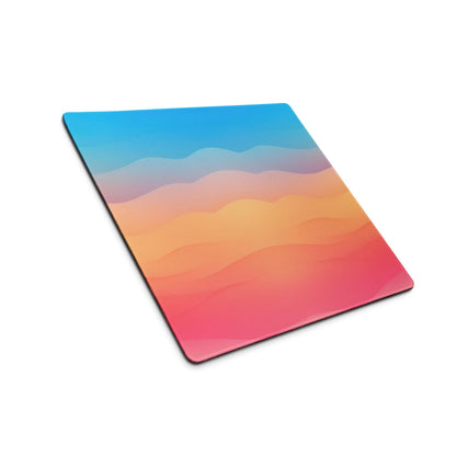 Vibrant sunset gradient waves large gaming mouse pad with non-slip edges