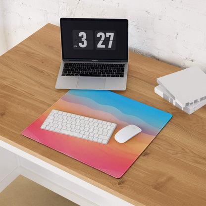 Vibrant sunset gradient waves gaming mouse pad large non-slip edges