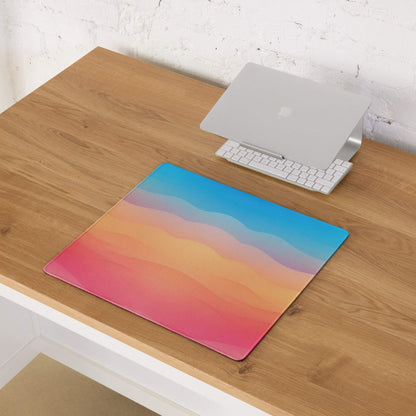 Vibrant sunset gradient waves gaming mouse pad large non-slip edges