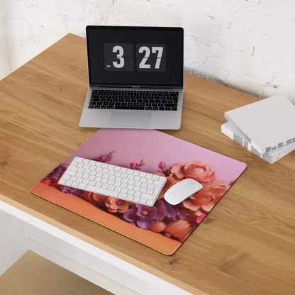 Elegant floral gradient pink purple gaming mouse pad with non-slip surface