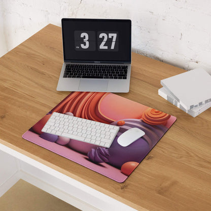 Dreamy abstract spheres gaming mouse pad in pink purple sunset gradients