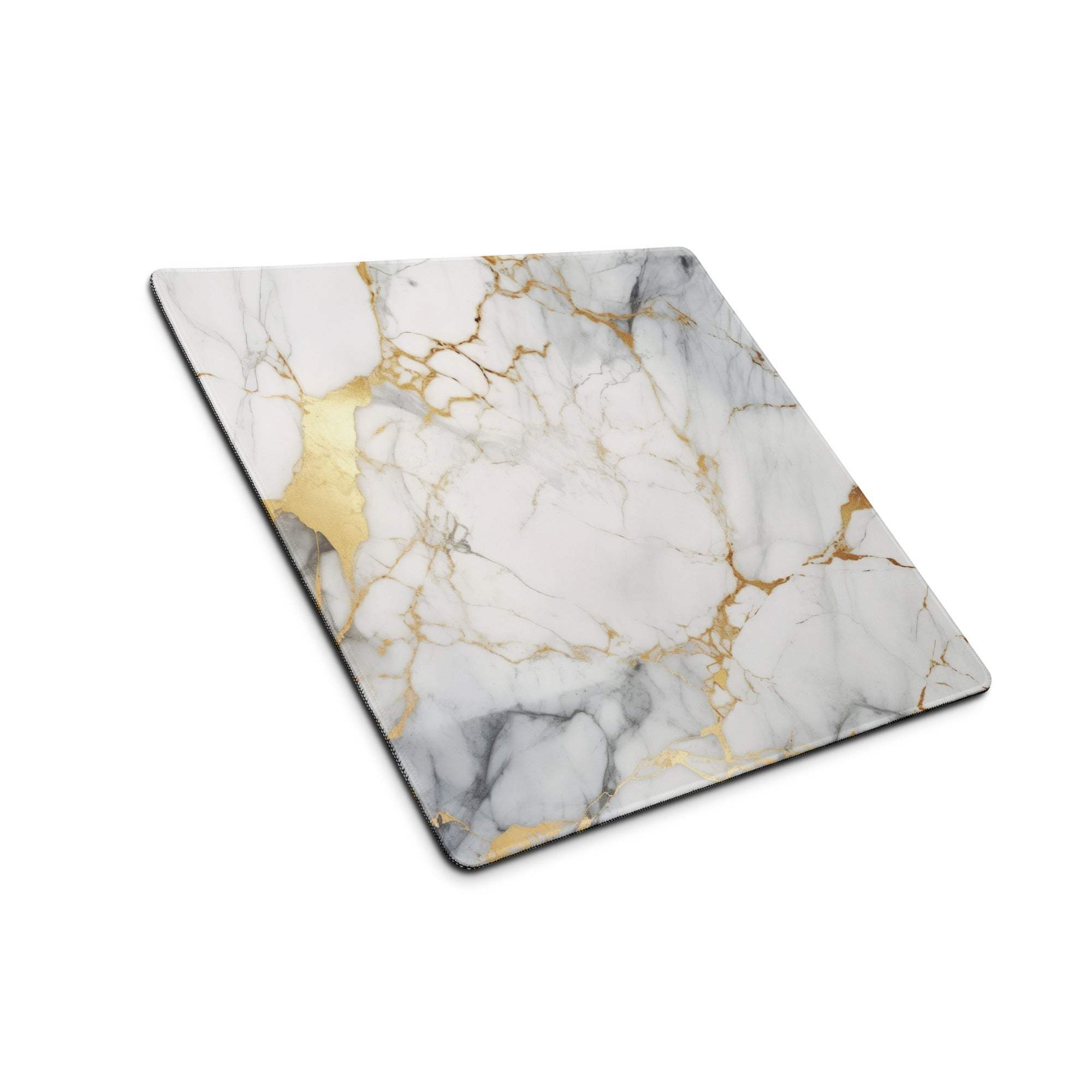 Lux Marble Style large gaming mouse pad with white marble gold vein design