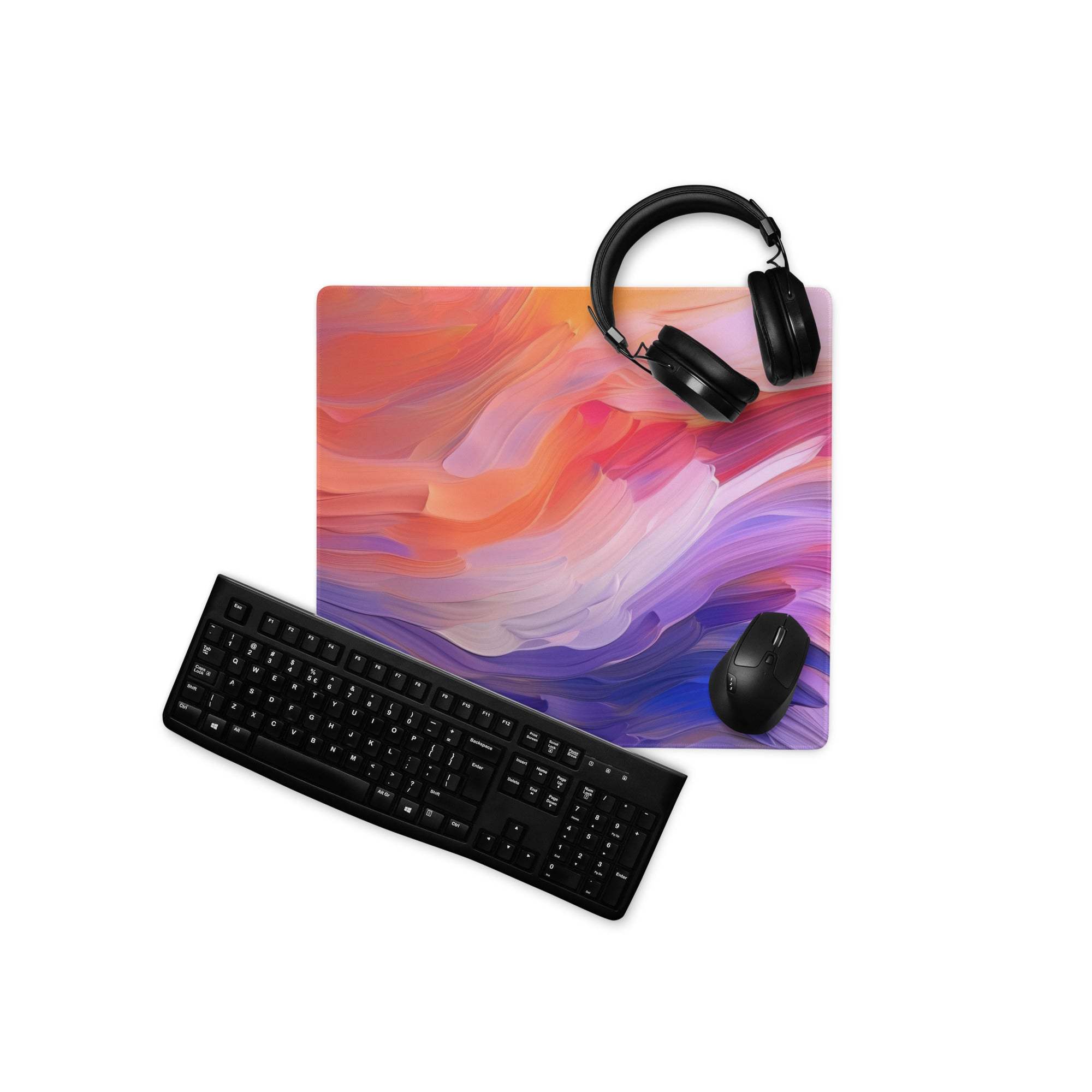Vibrant abstract swirl gradient mousepad in orange pink purple for Dota CSGO gamers