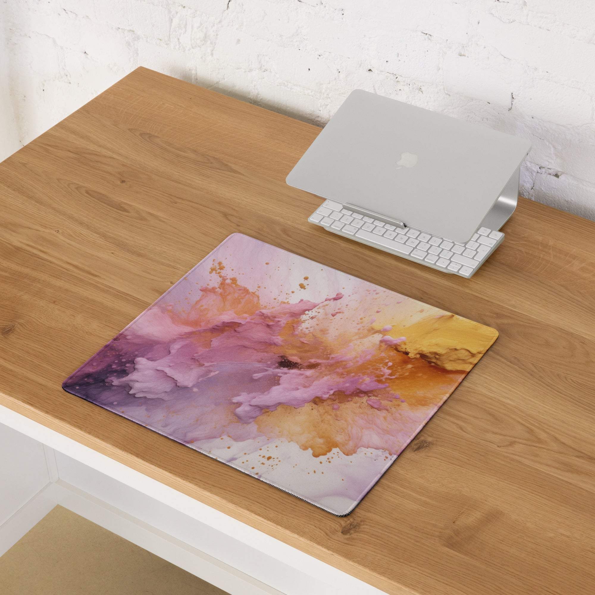 Premium abstract pink purple orange large gaming mouse pad with non-slip base