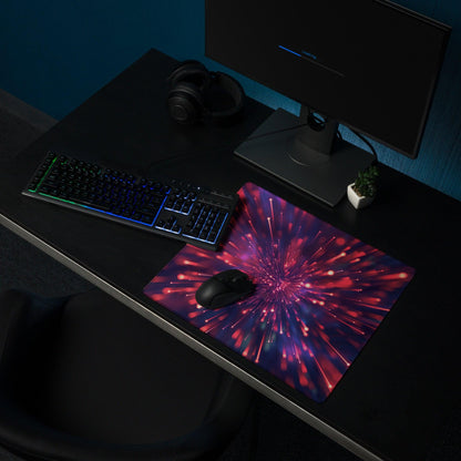 Cosmic Burst neon red purple gaming mouse pad glossy finish