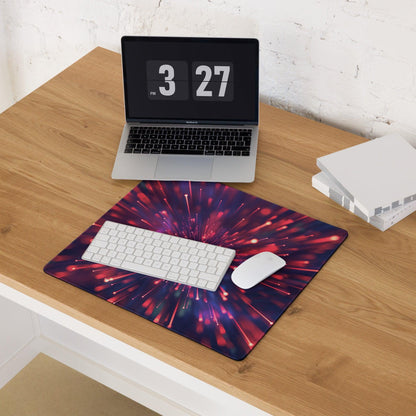 Vibrant Cosmic Burst neon red purple fireworks gaming mouse pad