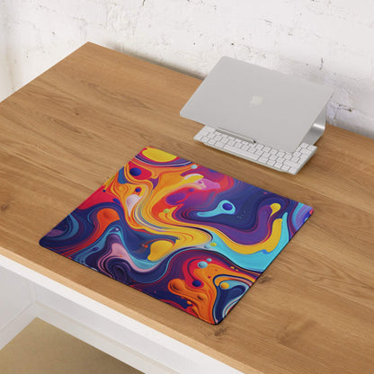 Vibrant abstract swirl large gaming mouse pad with non-slip base