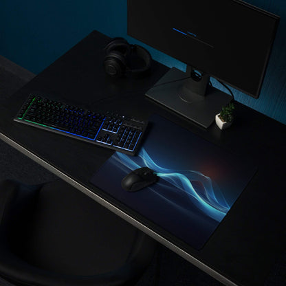 Sleek ocean waves blue large gaming mouse pad with non-slip base