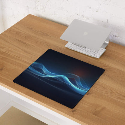 Sleek ocean waves blue large gaming mouse pad with glowing design