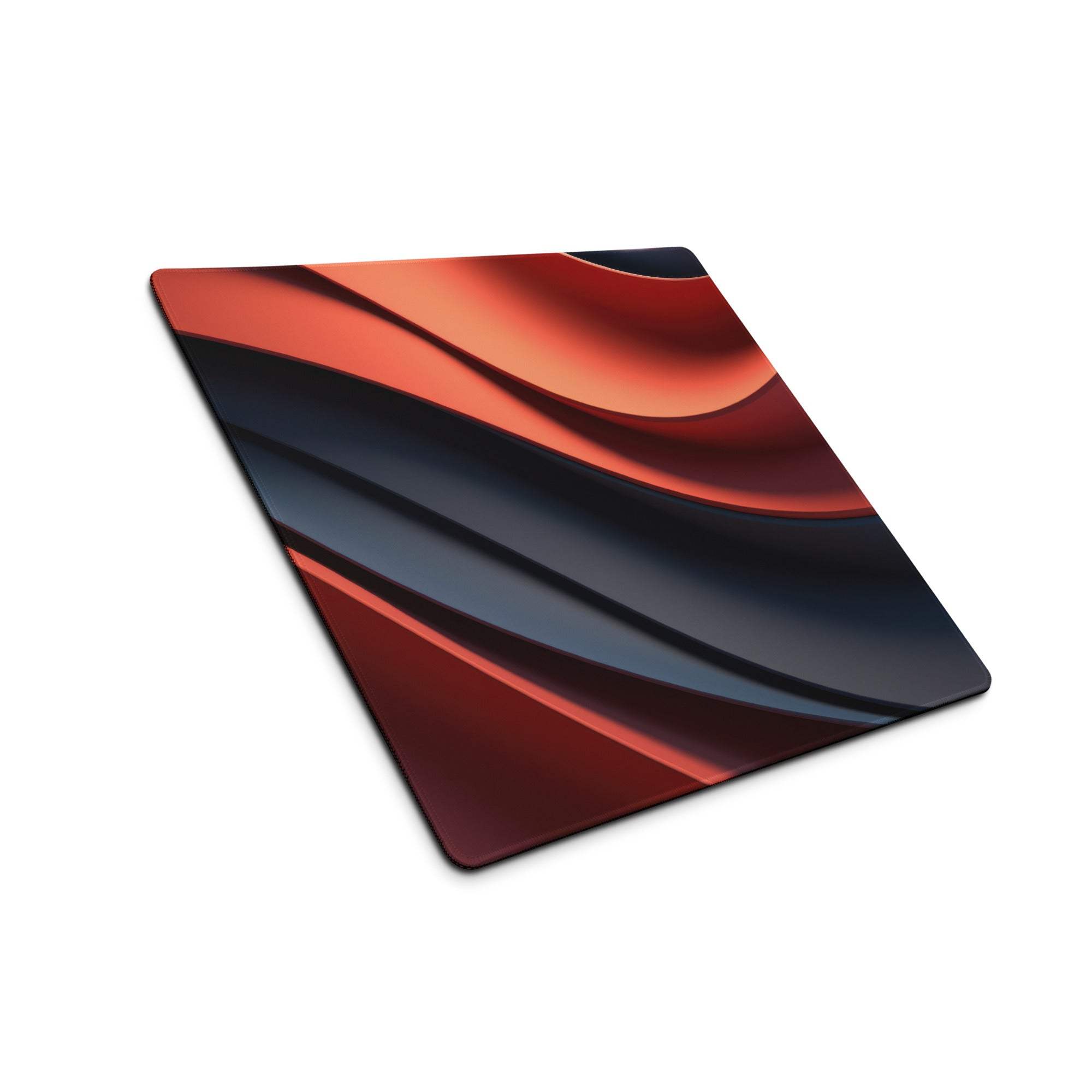 Large bold red wave gaming mouse pad with non-slip base and stitched edges