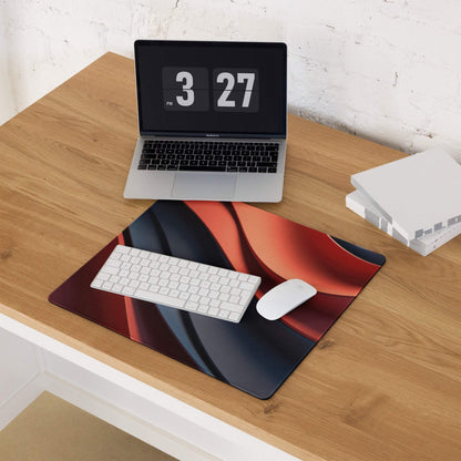 Large red and black wave gaming mouse pad with non-slip base