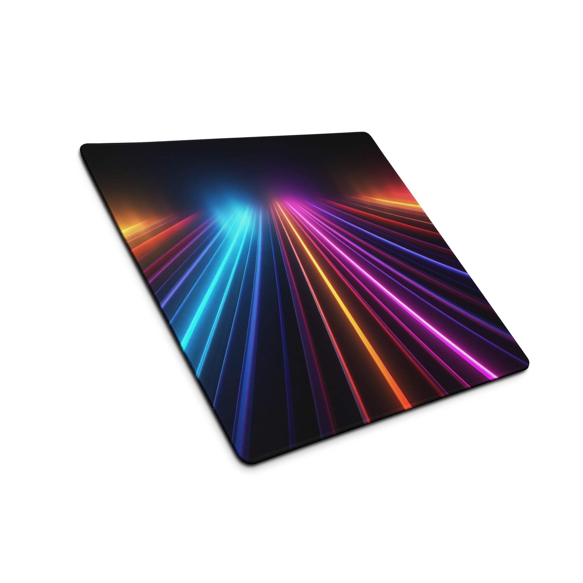Vibrant neon rainbow lines ultra wide gaming mouse pad with non-slip base