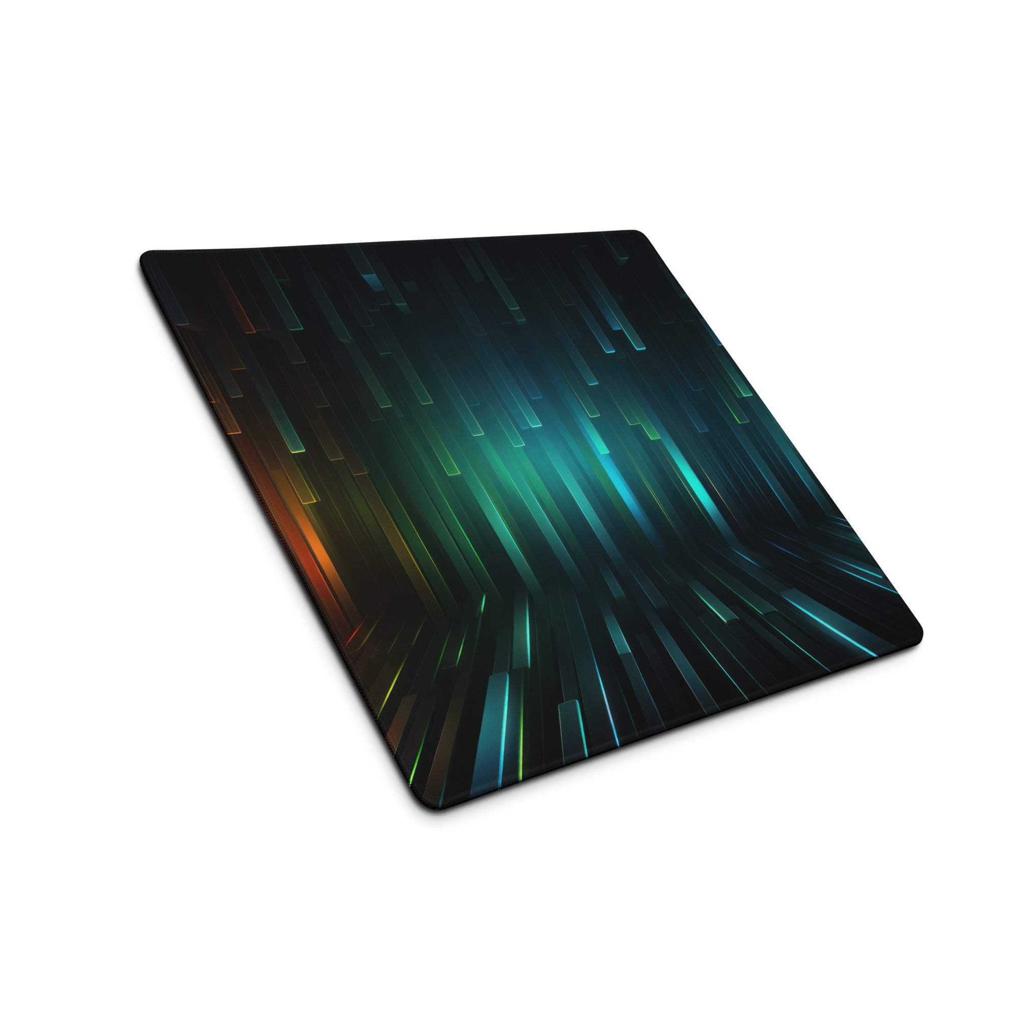 Futuristic Neon Pulse large gaming mouse pad with teal orange streaks