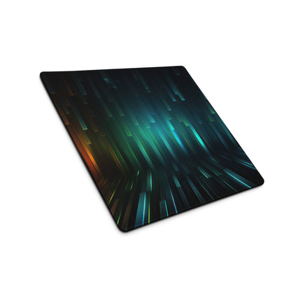 Futuristic Neon Pulse large gaming mouse pad with teal orange streaks