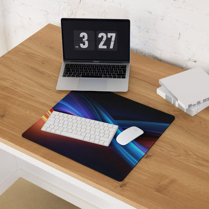 Premium large gaming mouse pad with neon wave design and non-slip base