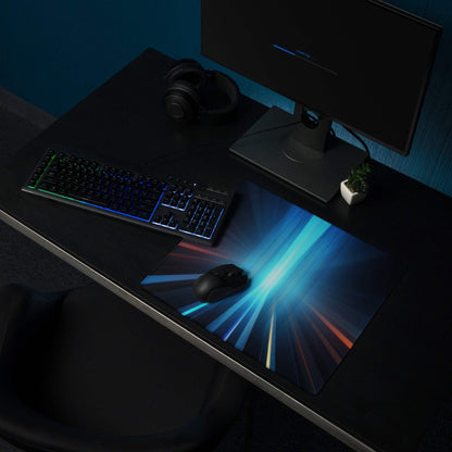 Blue black cosmic ray futuristic gaming mousepad with non-slip base