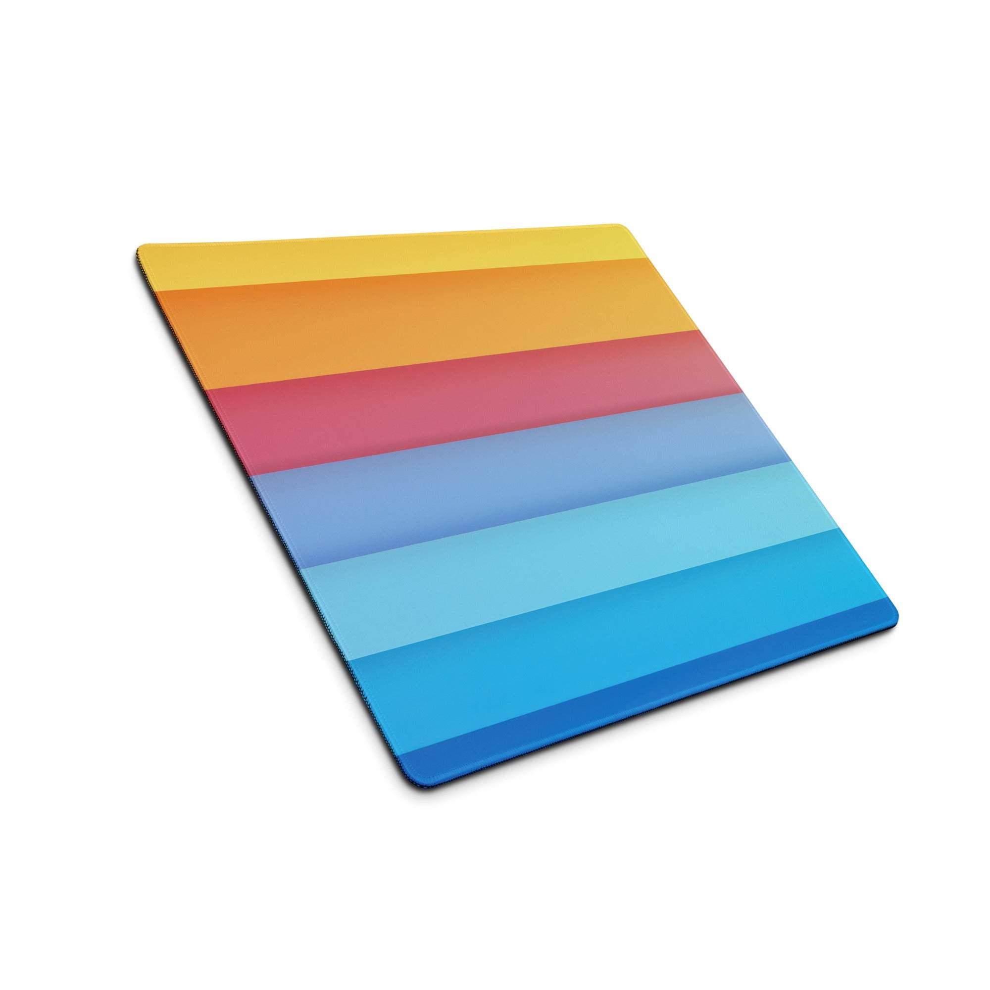 Large rainbow gradient gaming mouse pad with non-slip base and stitched edges