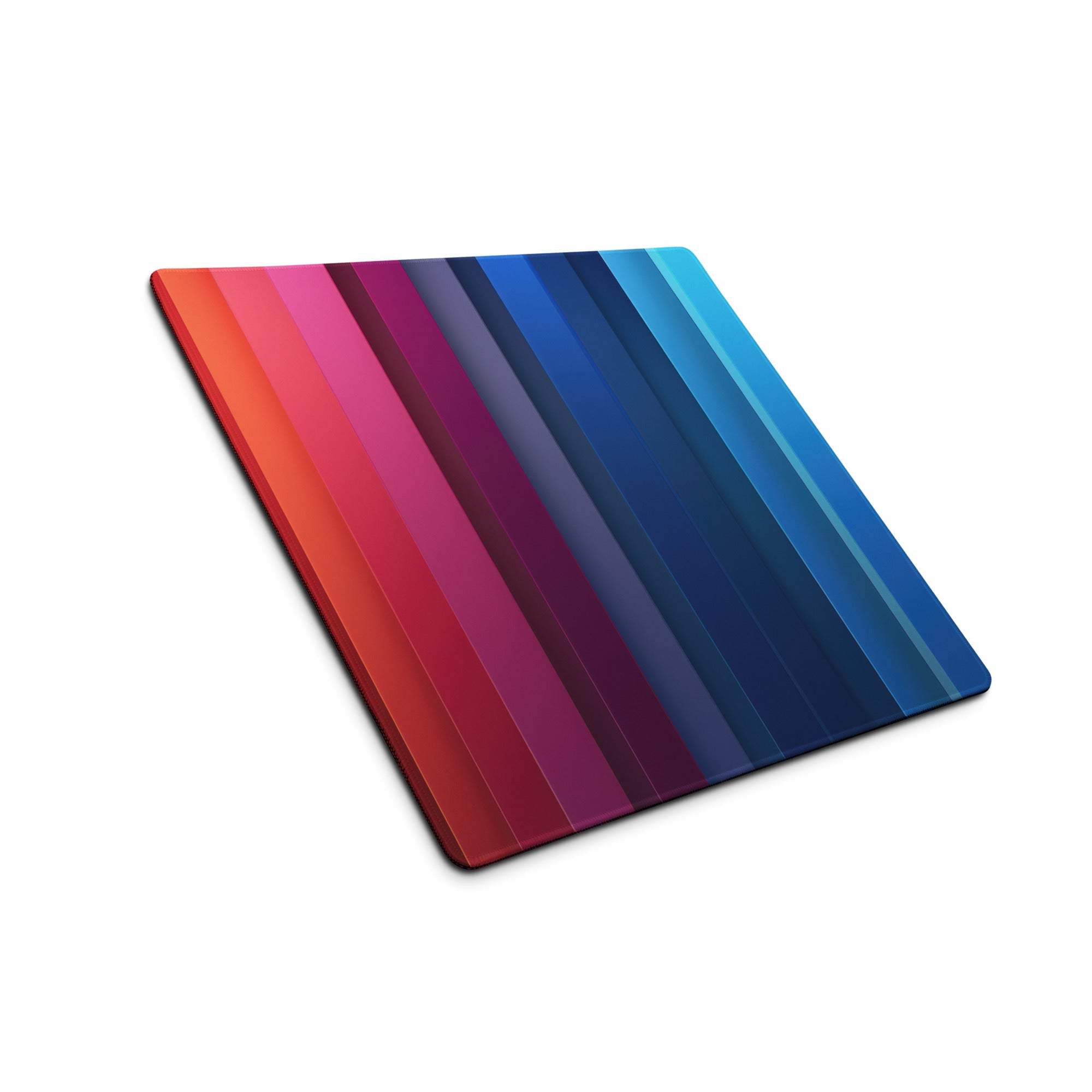 Vibrant rainbow gradient gaming mousepad with red-to-blue stripes, large non-slip surface