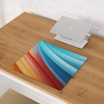 Vibrant gradient large gaming mouse pad with non-slip base and stitched edges
