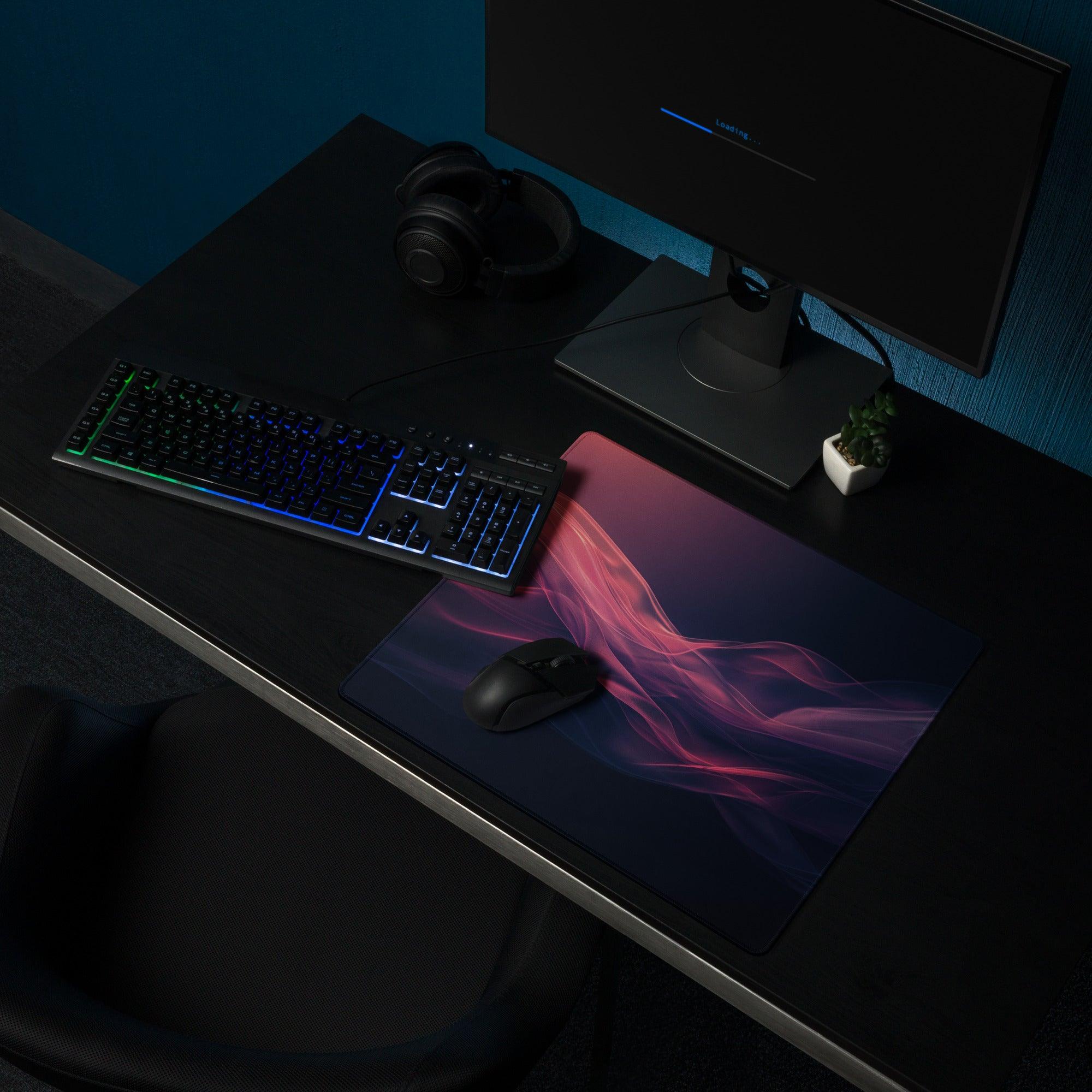 Premium large non-slip nebula pink purple wave gaming mouse pad