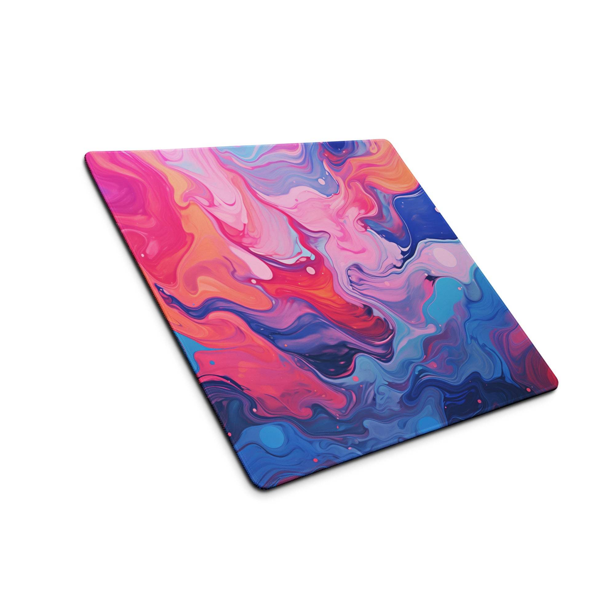 Vibrant swirl marbled gaming mouse pad in pink orange blue purple large non-slip esports